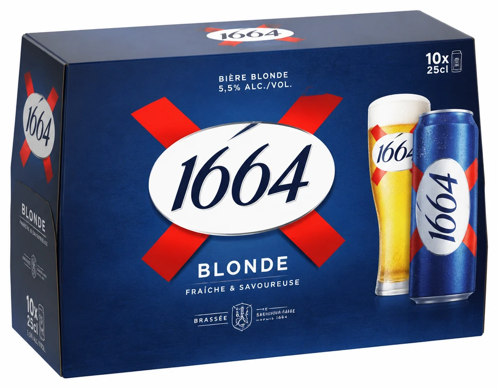 1664 Bière blonde 5,5° pack de 10 x 25 cl