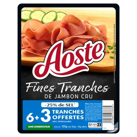 Jambon Cru Fines Tranches Sel Réduit AOSTE