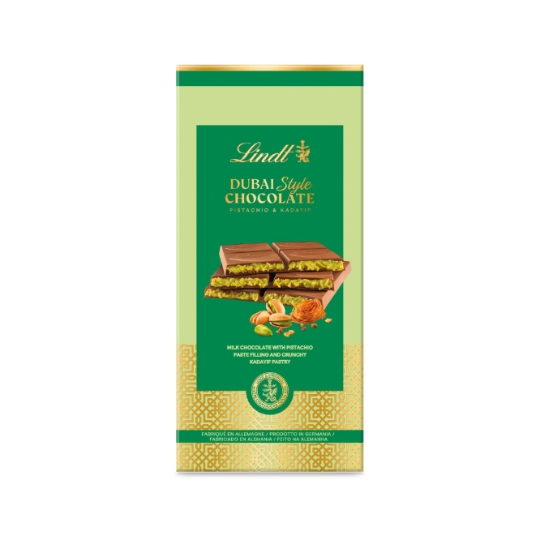 Tablette de Chocolat Lait Dubaï Style Pistache Kadayif LINDT