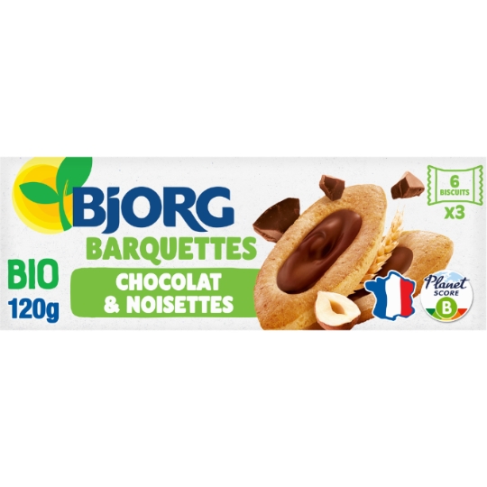 Biscuits bio Barquettes chocolat noisette BJORG