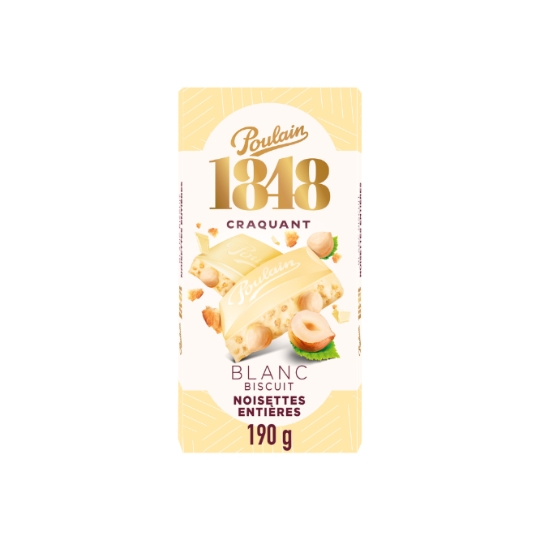 Tablette de Chocolat Blanc Biscuits Noisettes Entières POULAIN