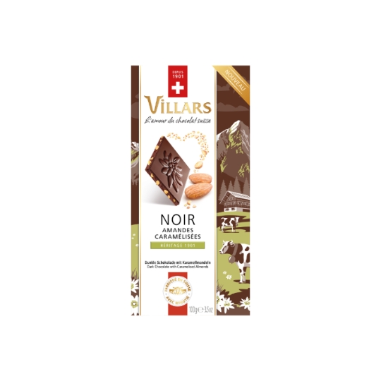 Tablette de Chocolat Noir Amandes Caramélisées VILLARS