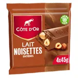Tablette de chocolat au lait noisettes entières COTE D'OR