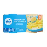 Plat bébé Dès 8 mois Parmentier au cabillaud Avec Petits Morceaux CARREFOUR BABY