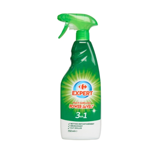 Spray nettoyant Multi Surfaces Power Javel 3 en 1, Nettoie Instantanément, Dégraissant, Fait Briller CARREFOUR EXPERT