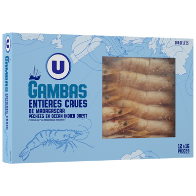 Gambas sauvages entières crues de Madagascar 12/16  400g