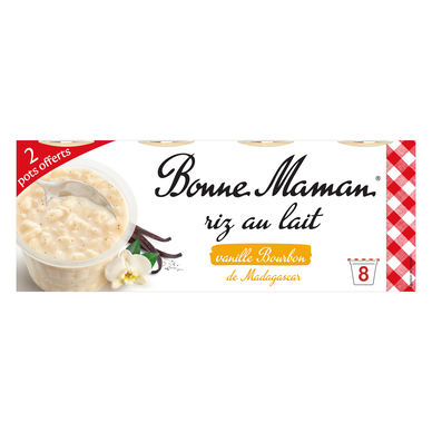 Riz au lait vanille naturelle BONNE MAMAN, 8x100g dont 2 offerts