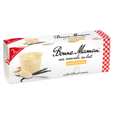 Semoule au lait à la vanille naturelle BONNE MAMAN, 8x100g dont 2 offerts