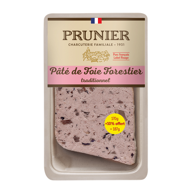 Pâté de foie recette traditionnelle PRUNIER, 170g +10% offert
