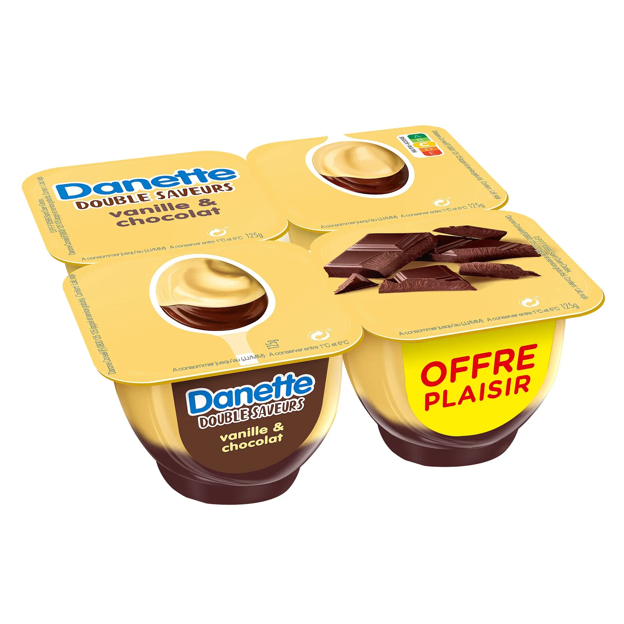 DANETTE Crème dessert double saveurs vanille et chocolat