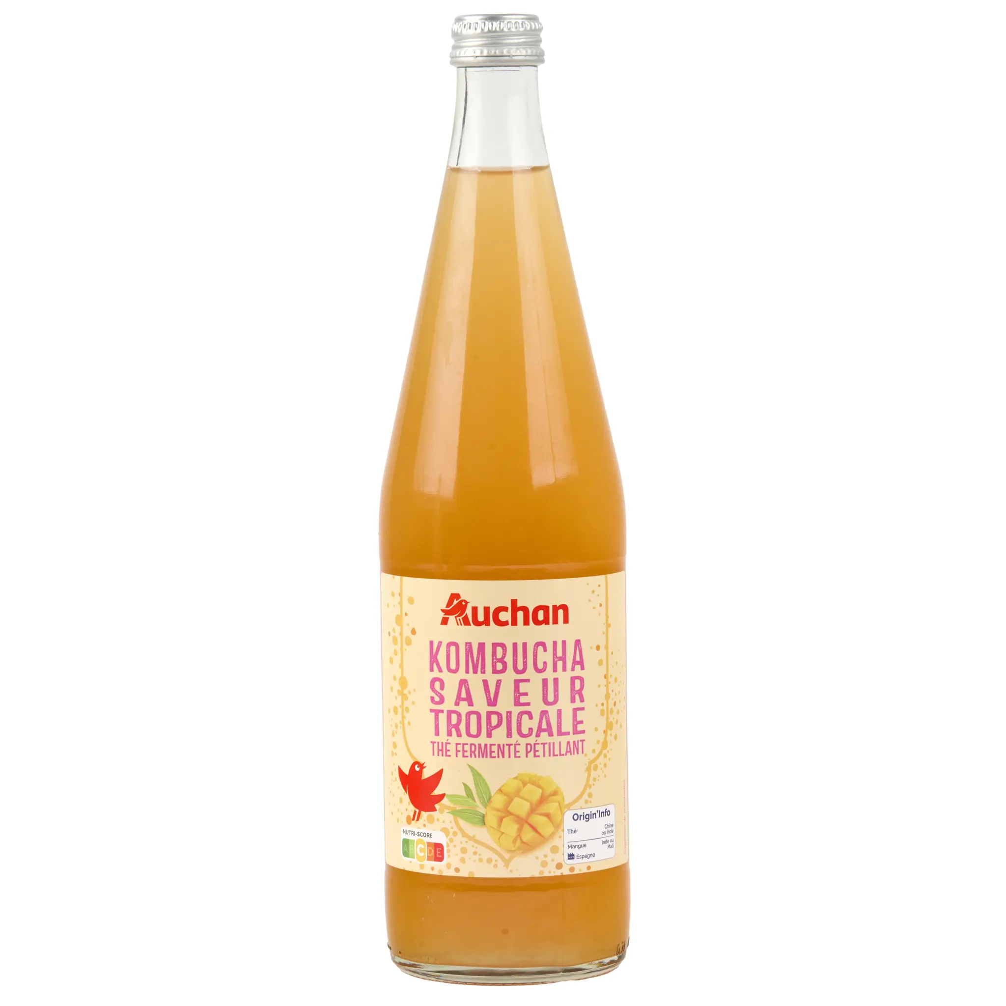 AUCHAN Boisson pétillante kombucha tropical