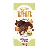 POULAIN 1848 Tablette de chocolat noir feuilleté aux noisettes entières et éclats de crêpes dentelle