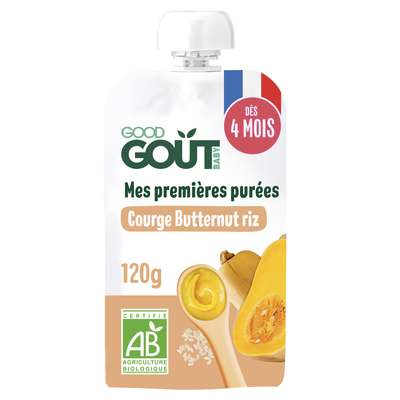 Mes premières purées courge butternut riz BIO - dès 4 mois, Good Goût (120 g)