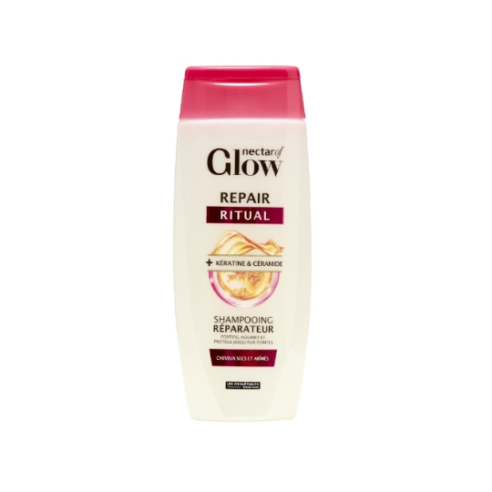 Shampooing Repair Ritual + Kératine & Céramide, Fortifie, Nourrit et Protège Jusqu'aux Pointes, Cheveux Secs et Abîmés NECTAR OF GLOW