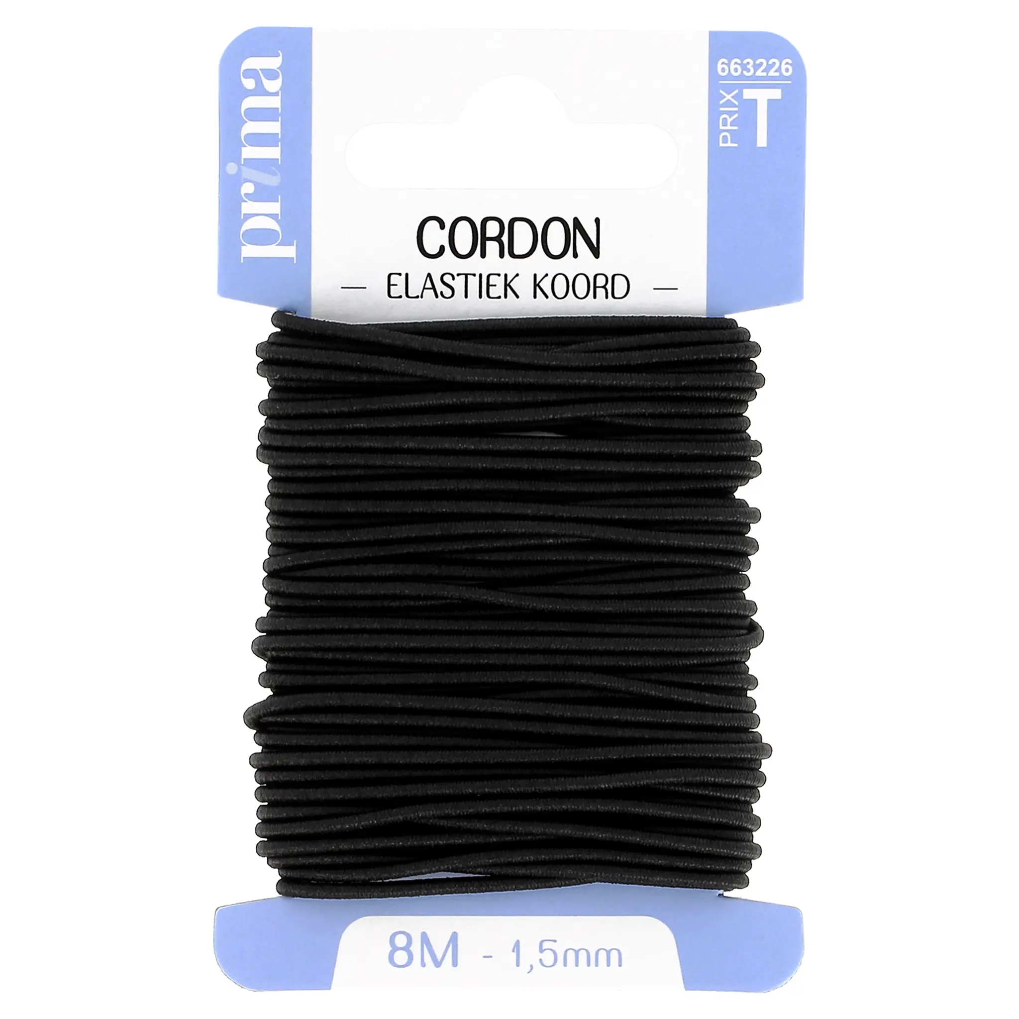 PRIMA Elastique cordon noir 8m x 1.5mm