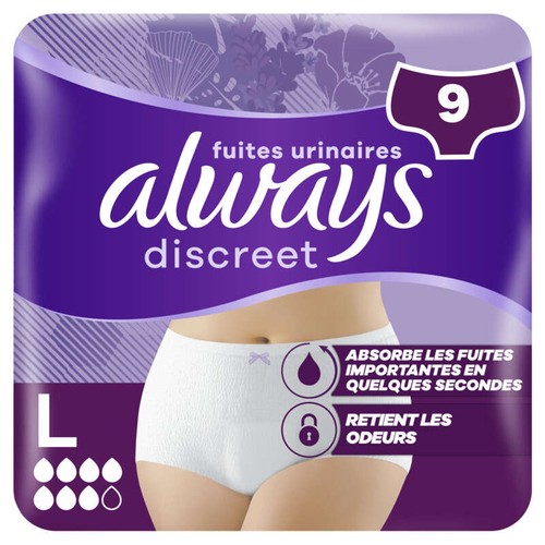 Always Discreet Culottes pour Fuites urinaires Taille L x9