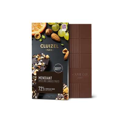Tablette noir 72% mendiants, Cluizel (100 g)