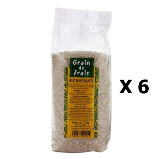 Lot 6x Riz Basmati - Grain De Frais - Paquet 1kg GRAIN DE FRAIS