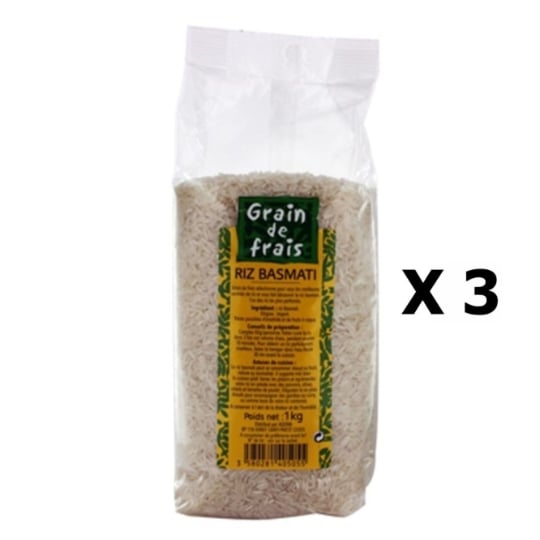 Lot 3x Riz Basmati - Grain De Frais - Paquet 1kg GRAIN DE FRAIS