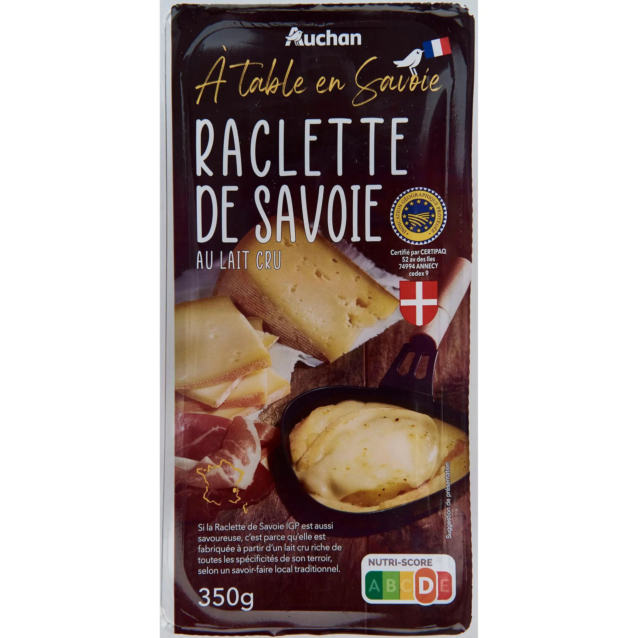 AUCHAN TERROIR Fromage à raclette de Savoie au lait cru AOP