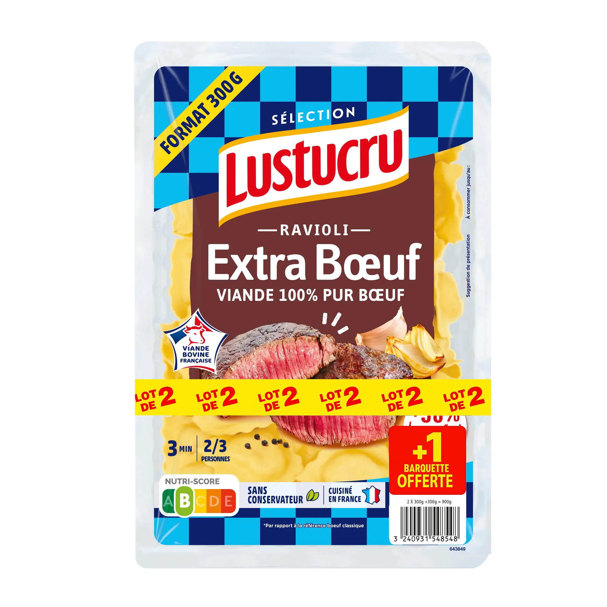 LUSTUCRU SELECTION Ravioli extra boeuf