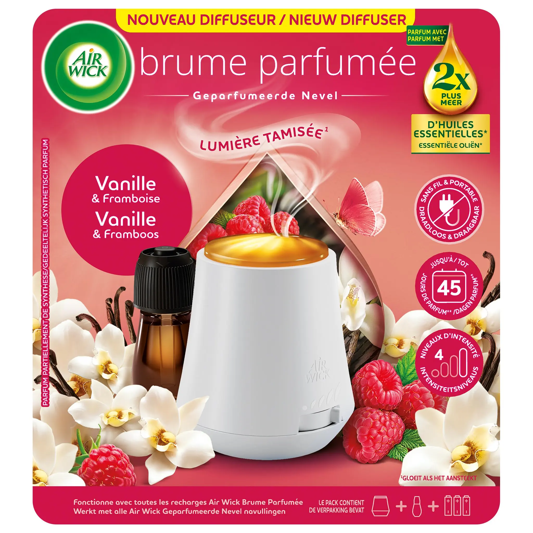 AIR WICK Diffuseur automatique brume parfumée vanille et framboise