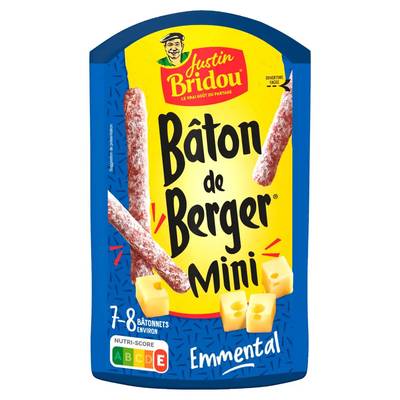 Justin Bridou Bâton de Berger mini emmental, 7/8 saucissons - 80g