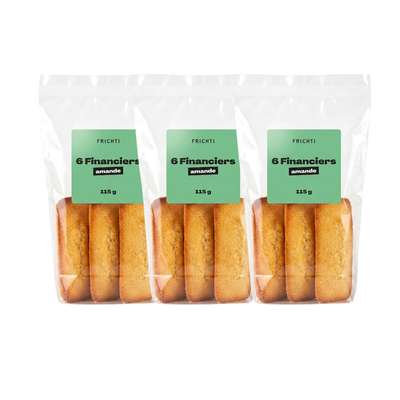 Lot de 3 x 6 Financiers pur beurre amande, Frichti (115 g)