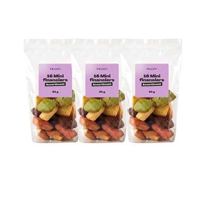 Lot de 3 x 12 Mini Financiers pur beurre assortiment, Frichti (95 g)
