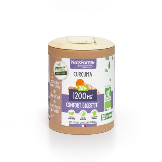 Complément alimentaire Curcuma 1200mg - Confort Digestif Bio NAT&FORM
