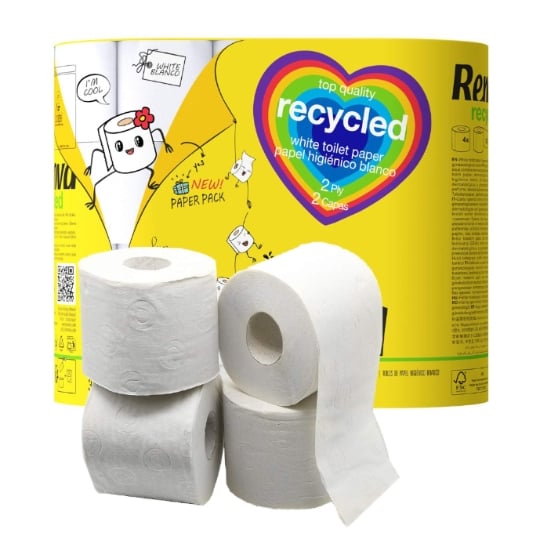 Papier Toilette 100% Recyclé Emballé Dans Du Papier - 4 Rouleaux Doubles RENOVA