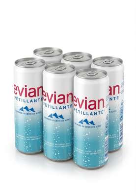 Canette eau pétillante, Evian (6 x 33 cl)