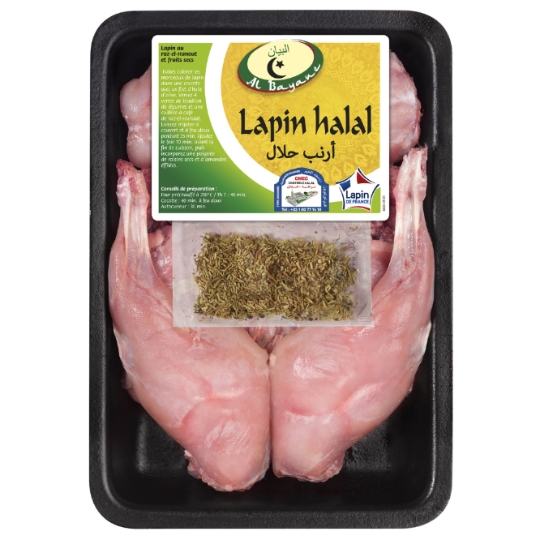Lapin Entier Découpé Halal avec Sachets d'Herbes de Provence AL BAYANE