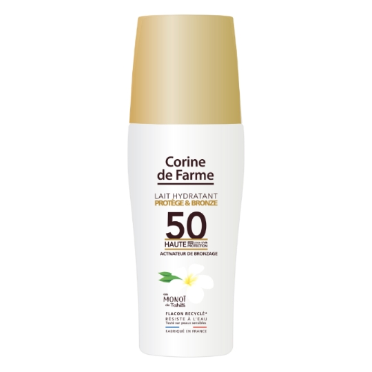 Lait Corps Hydratant Protège & Bronze Haute Protection SPF 50 au Monoï CORINE DE FARME