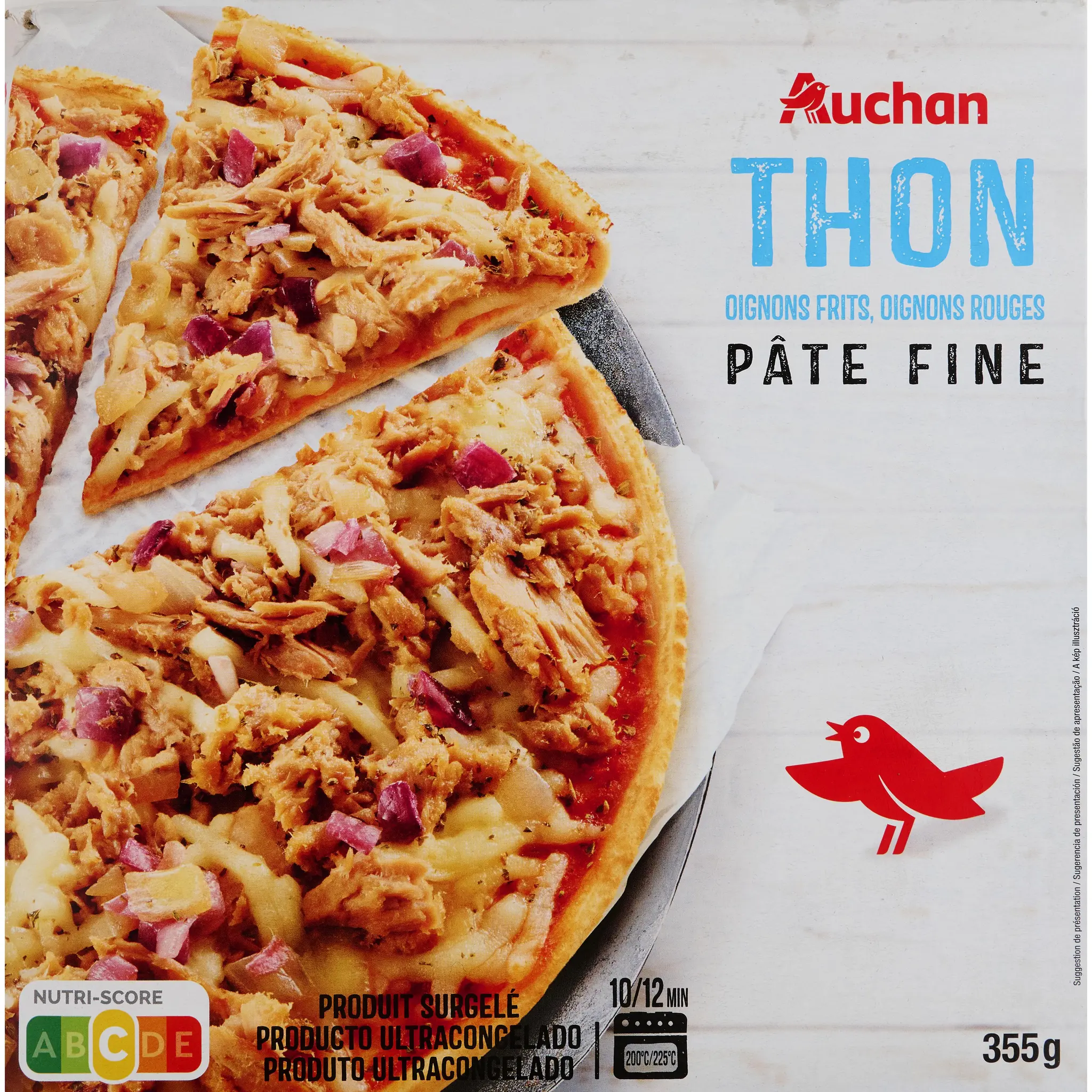 AUCHAN Pizza pâte fine au thon