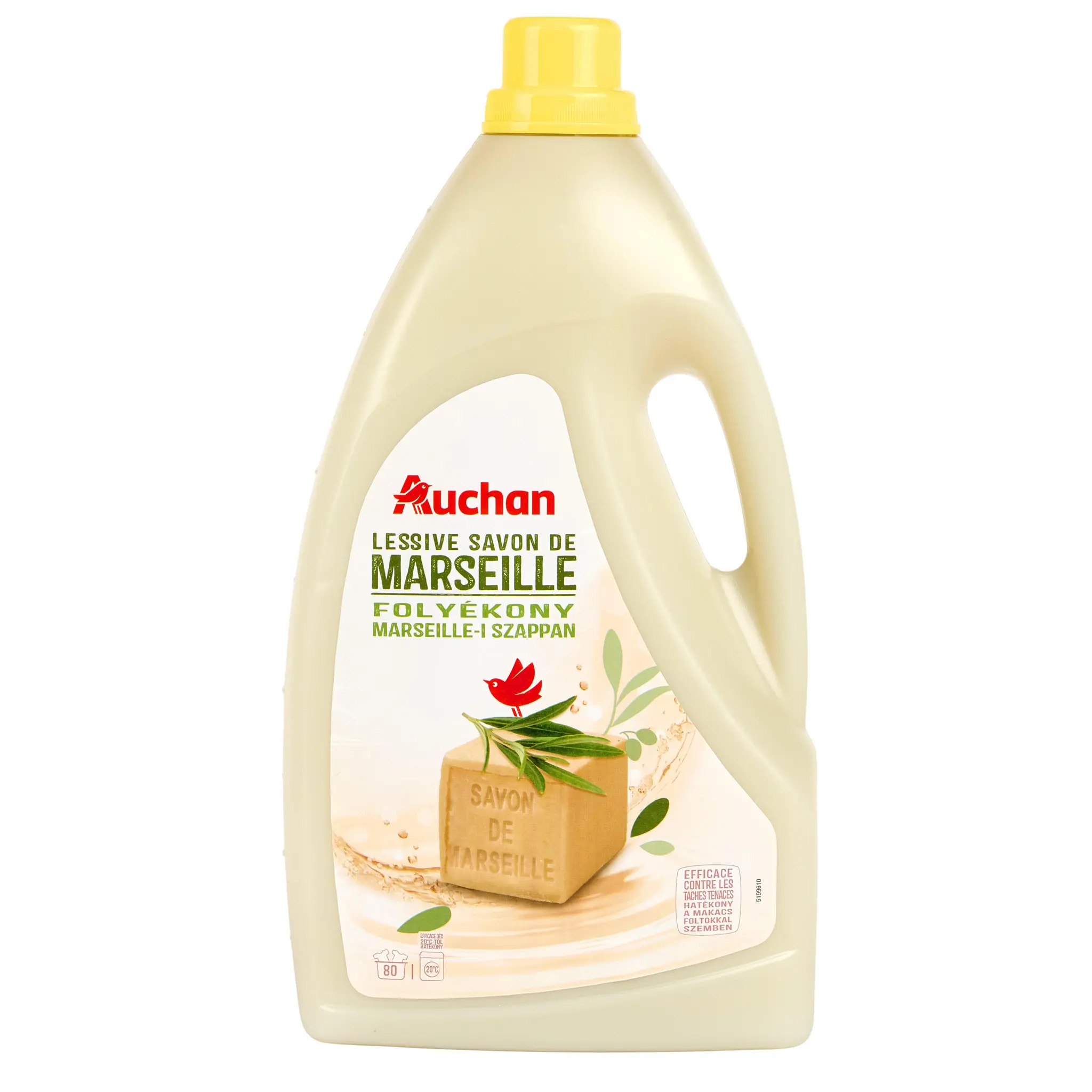 AUCHAN Lessive liquide savon de Marseille blanc et couleurs