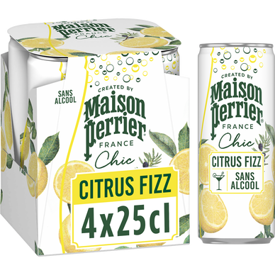 Boisson Gazeuse aromatisée Citrus Fizz MAISON PERRIER CHIC 4x25cl