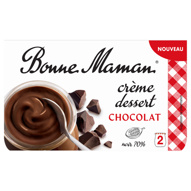 Crème dessert chocolat noir 70% BONNE MAMAN 2x115g