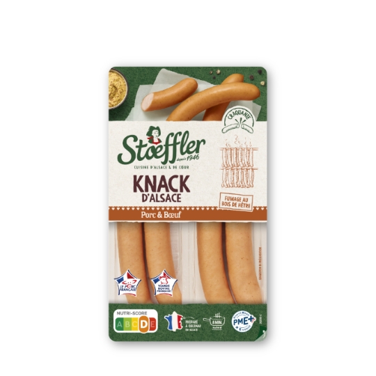 Saucisses Knacks d'Alsace Porc & Boeuf Fumage au Bois de Hêtre STOEFFLER