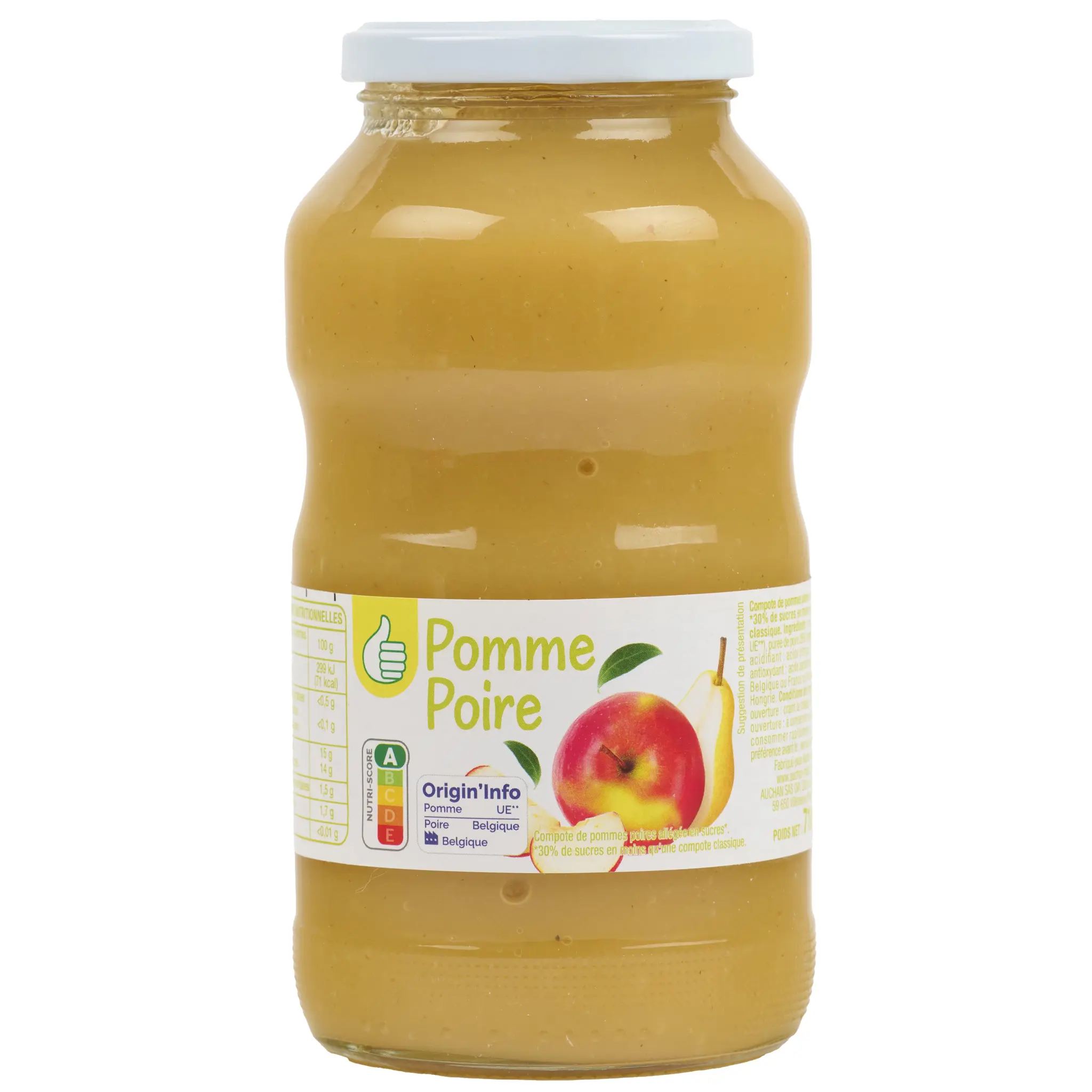 POUCE Compote pomme poire allégée en sucres en bocal