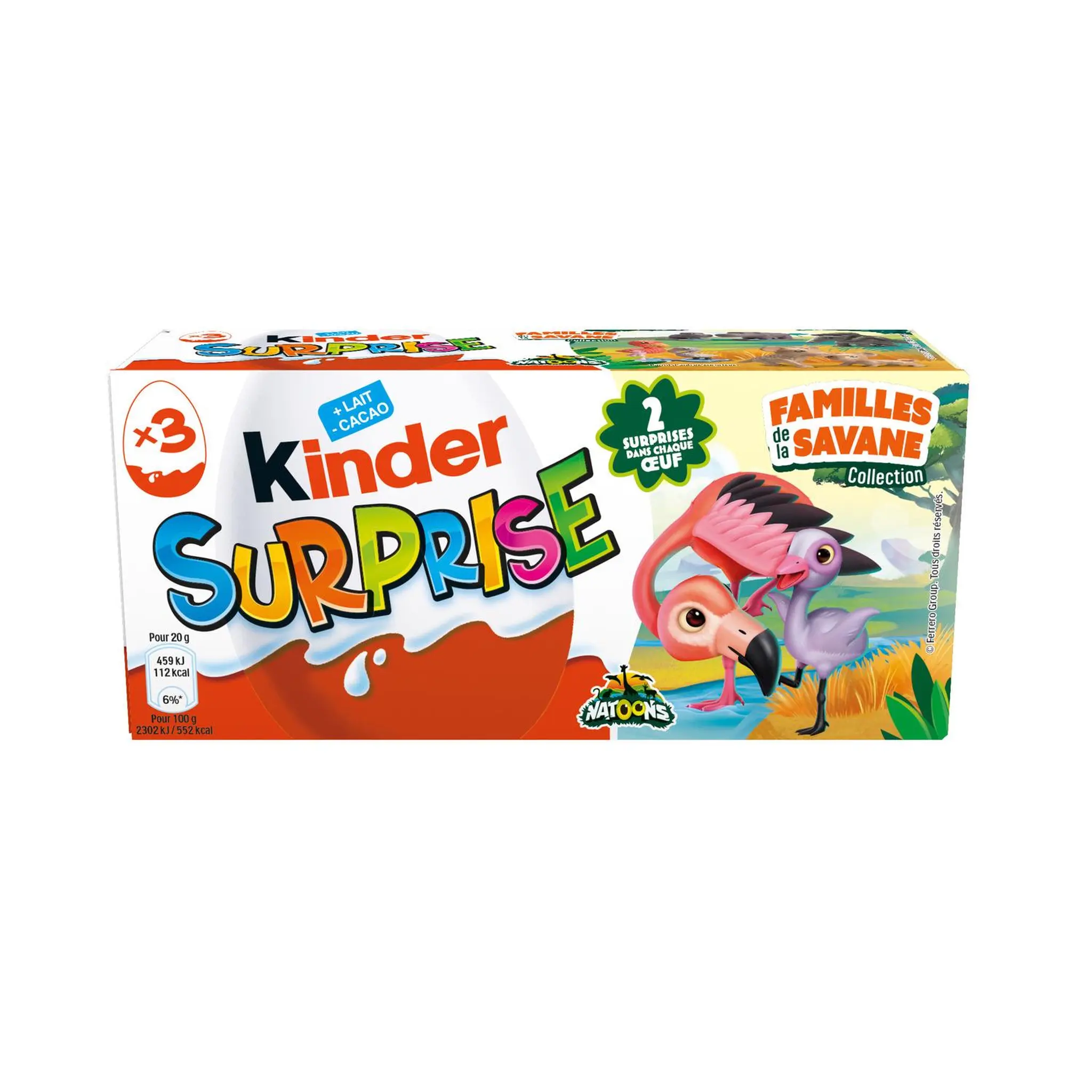 KINDER Surprise œufs enrobés de chocolat Natoons Dino
