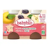 Babybio - Mes Fruits Pommes pruneaux bio Pot Bébé dès 4 mois, 2x130g