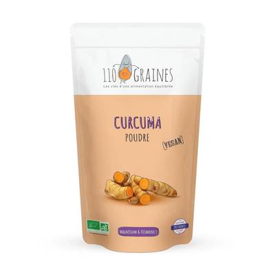 110 Graines Curcuma bio en poudre - Complément alimentaire, 200g