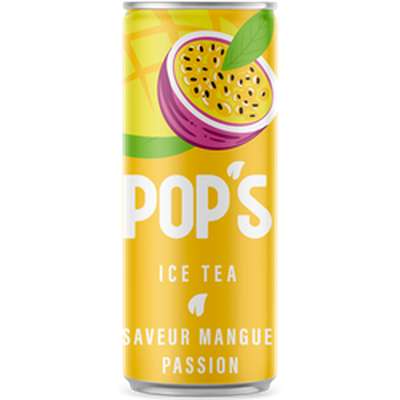 Boisson ice tea saveur mangue et passion, Pop's (33 cl)