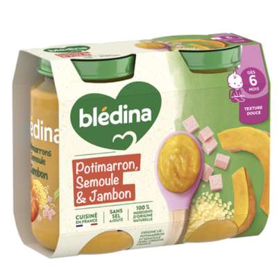 Petit pot potimarrons, semoule, jambon - dès 6 mois, Blédina (2 x 200 g)