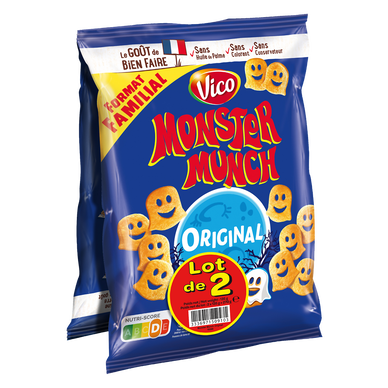 Biscuits apéritifs salés MONSTER MUNCH, sachet 2x135g