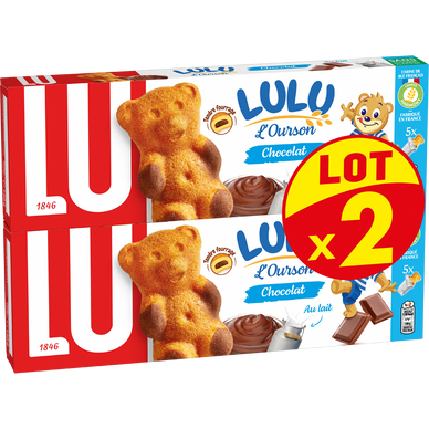 Gâteaux fourrés au chocolat L'Ourson LuLu LU - 2 boîtes de 150g