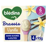 BLEDINA  -Dessert brassé bébé vanille dès 6 mois - 4x95g