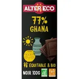 Alter Eco - Commerce Equitable Chocolat Noir Bio du Ghana 77% Cacao, 100g