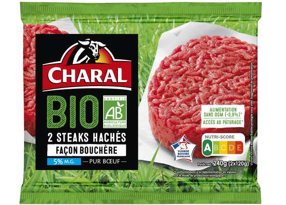 Steak haché 5%MG façon bouchère BIO, Charal (x 2, 240 g)